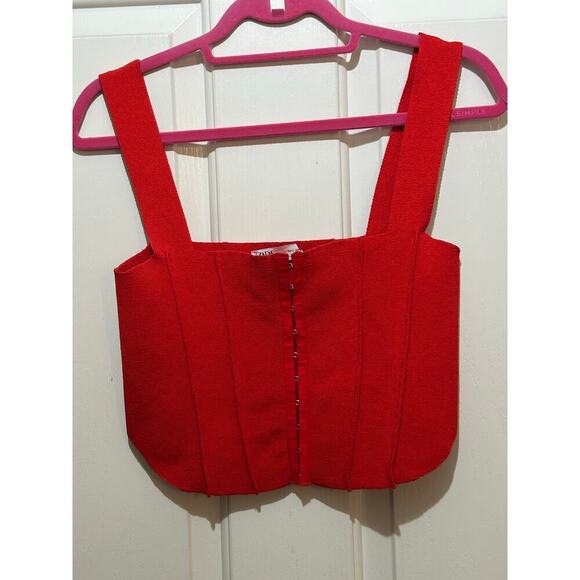 Zara Women's Red Square Neckline Sleeveless Corset Top Size Large - Picture 5 of 8